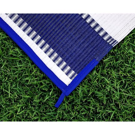 Camco OUTDOOR MAT, 6FT X 9FT, BLUE STRIPE, W/UV 42871